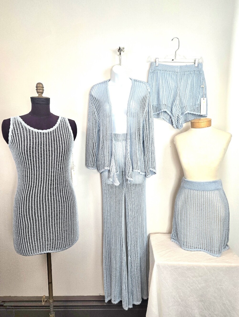 Ocean Drive Light Blue Crochet Cover-Up Set